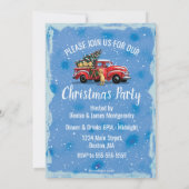 rode vrachtwagen w / honden familie kerstfeest kaart (Achterkant)