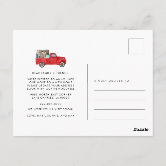  rode vrachtwagen We hebben verhuisaankondiging ve Briefkaart (Achterkant)