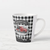  rode vrachtwagen zwart buffel geruite familienaam latte mok (Rechts)