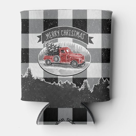  Rode Vrachtwagen Zwart Wit Buffel Plaid Blikjeskoeler (Voorkant)