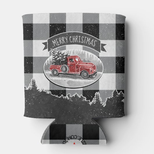  Rode Vrachtwagen Zwart Wit Buffel Plaid Blikjeskoeler (Achterkant)