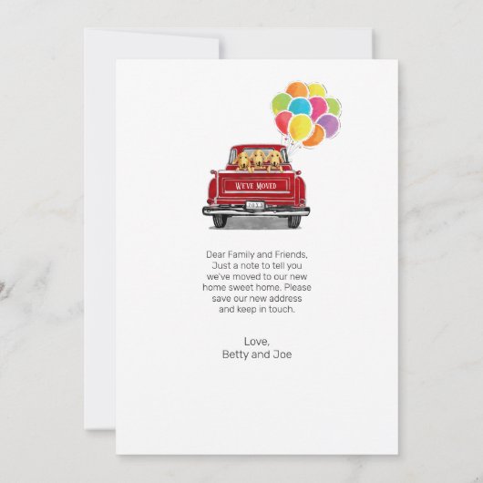  rode vrachtwagenballonnen labrador honden verplaa aankondiging (Achterkant)