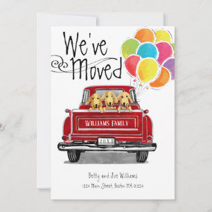  rode vrachtwagenballonnen labrador honden verplaa aankondiging