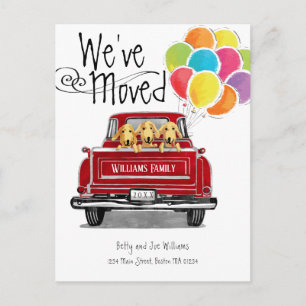 rode vrachtwagenballonnen labrador honden verplaa aankondigingskaart