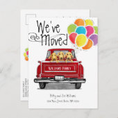  rode vrachtwagenballonnen labrador honden verplaa aankondigingskaart (Voorkant / Achterkant)