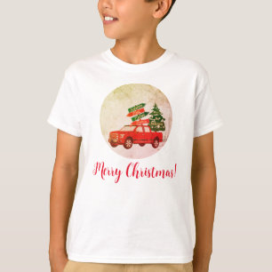 Rode Vrachtwagenboom Familie  Vrolijk Kerstmis Kin T-shirt