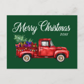 rode vrachtwagenboom geeft prettig kerstjaar briefkaart (Voorkant)