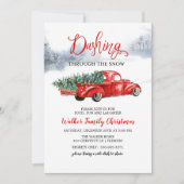  rode vrachtwagenboom kerstuitnodiging kaart (Voorkant)