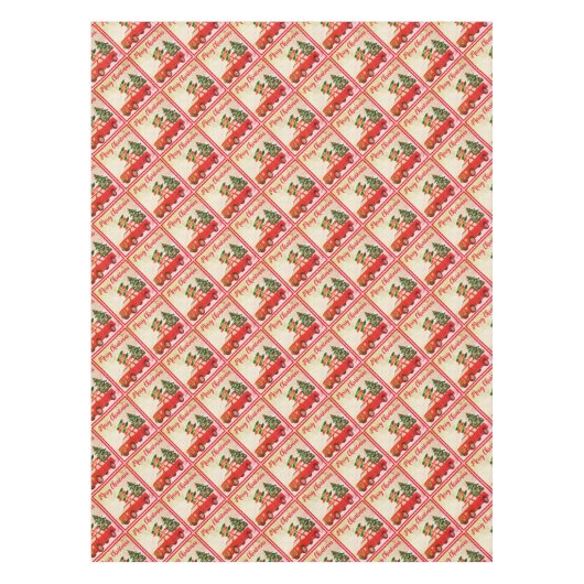 Rode Vrachtwagenboom Woodland  Vrolijk Kerstfeest Tafelkleed (Voorkant)