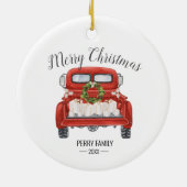  rode vrachtwagenfamilie keramisch ornament (Achterkant)