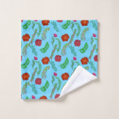 RODE VREDE EN POPPELSTROMEN MET GROENE LEZEN BAD HANDDOEK (Wasdoekje)