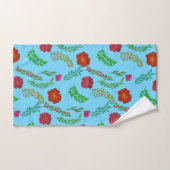 RODE VREDE EN POPPELSTROMEN MET GROENE LEZEN BAD HANDDOEK (Handdoek)