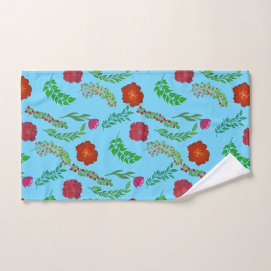 RODE VREDE EN POPPELSTROMEN MET GROENE LEZEN BAD HANDDOEK (Handdoek)