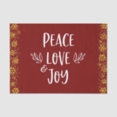 Rode Vrede Liefde Vreugde Citaat Typografie Gouden Tissuepapier (Voorkant)