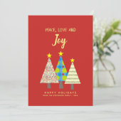Rode Vrede Liefde Vreugde Kerstkaart (Staand voorkant)