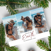 Rode Vrede Op Aarde Paar Strand Foto Kerstmis Feestdagenkaart