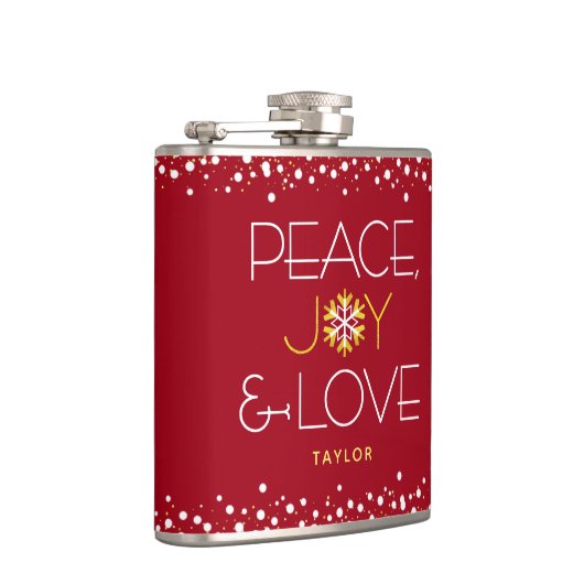 Rode Vrede Vreugde Liefde Kerstmis Vette Moderne S Heupfles (Rechts)