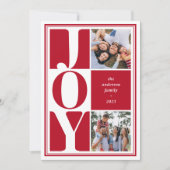Rode Vreugde Fotocollage Moderne Kerstmis Feestdagenkaart (Voorkant)