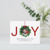 Rode Vreugde Kerstmis Botanische krans Foto Bewege Feestdagenkaart (Staand voorkant)