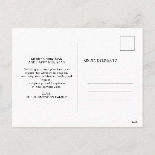 Rode Vreugde Kerstmis Botanische krans Foto Bewege Feestdagenkaart (Achterkant)