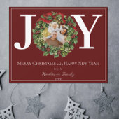 Rode Vreugde Kerstmis Krans Foto Feestdagenkaart