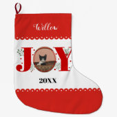 Rode Vreugde met bessen Kerstmis foto kat huisdier Grote Kerstsok (Voorkant)