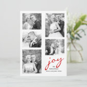 Rode vreugde pasgetrouwden elegante foto collage K Feestdagenkaart (Staand voorkant)