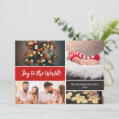 Rode vreugde voor de wereld Baby's eerste kerstfot Feestdagenkaart (Staand voorkant)