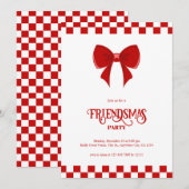 Rode VriendenMas Moderne Kerstfeest Uitnodiging (Voorkant / Achterkant)