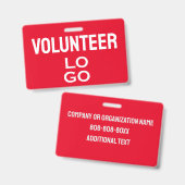 Rode vrijwilliger met aangepast logo ID Badge (Voor- en achterkant)