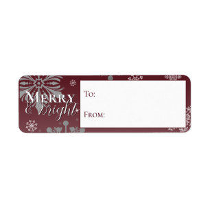 Rode Vrolijk en Heldere Sneeuwvlokken Naar en Van Etiket