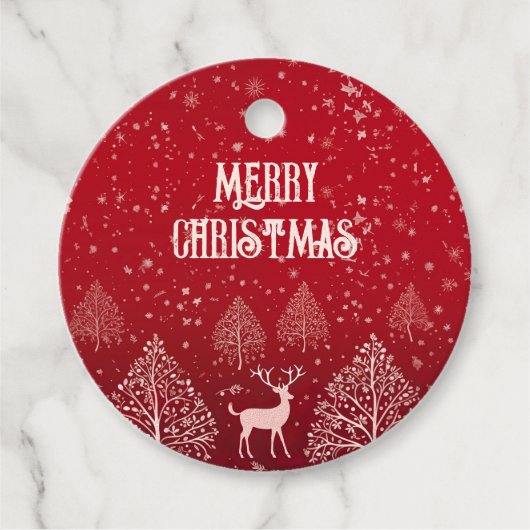 Rode vrolijk kerstfeest bedankjes labels (Voorkant)