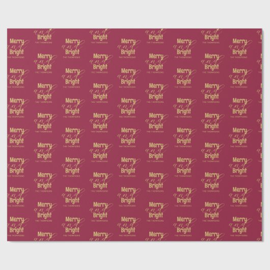 Rode Vrolijke en Heldere Kerstmis Cadeaupapier (Vlak)