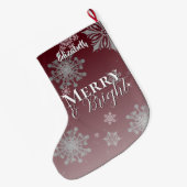 Rode Vrolijke en Heldere Sneeuwvlokken Grote Kerstsok (Achterkant (Hangend))