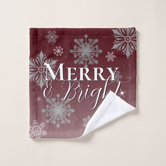Rode Vrolijke en Heldere Sneeuwvlokken Kerstmis Bad Handdoek (Wasdoekje)