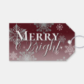 Rode Vrolijke en Heldere Sneeuwvlokken Kerstmis Cadeaulabel (Voorkant (Horizontaal))