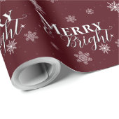 Rode Vrolijke en Heldere Sneeuwvlokken Kerstmis Cadeaupapier (Rol Hoek)