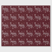 Rode Vrolijke en Heldere Sneeuwvlokken Kerstmis Cadeaupapier (Vlak)