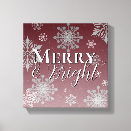 Rode Vrolijke en Heldere Sneeuwvlokken Kerstmis Canvas Afdruk (Voorkant)