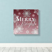 Rode Vrolijke en Heldere Sneeuwvlokken Kerstmis Canvas Afdruk (Insitu (Houten vloer))