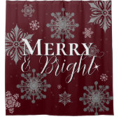 Rode Vrolijke en Heldere Sneeuwvlokken Kerstmis Douchegordijn (Voorkant)