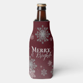 Rode Vrolijke en Heldere Sneeuwvlokken Kerstmis Flesjeskoeler (Fles Voorkant)