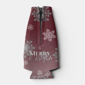 Rode Vrolijke en Heldere Sneeuwvlokken Kerstmis Flesjeskoeler (Achterkant)