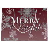 Rode Vrolijke en Heldere Sneeuwvlokken Kerstmis Groot Cadeauzakje (Voorkant)