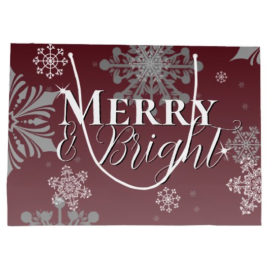 Rode Vrolijke en Heldere Sneeuwvlokken Kerstmis Groot Cadeauzakje (Achterkant)