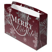 Rode Vrolijke en Heldere Sneeuwvlokken Kerstmis Groot Cadeauzakje (Achterkant Gekanteld)