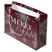 Rode Vrolijke en Heldere Sneeuwvlokken Kerstmis Groot Cadeauzakje (Voorkant Gekanteld)