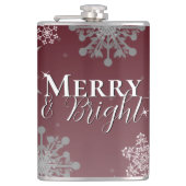 Rode Vrolijke en Heldere Sneeuwvlokken Kerstmis Heupfles (Voorkant)