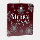 Rode Vrolijke en Heldere Sneeuwvlokken Kerstmis Keramisch Ornament (Rechts)