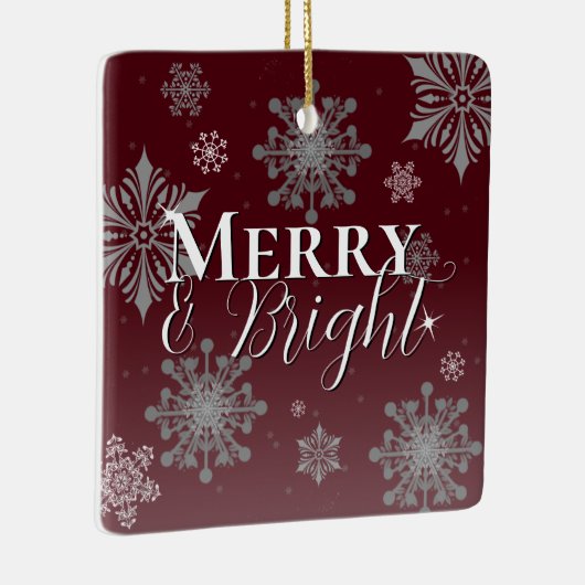 Rode Vrolijke en Heldere Sneeuwvlokken Kerstmis Keramisch Ornament (Rechts)
